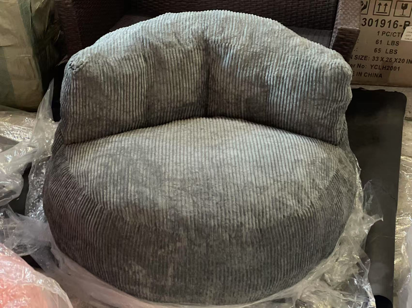 Corduroy Single Sofa with Wide Backrest DARK GREY