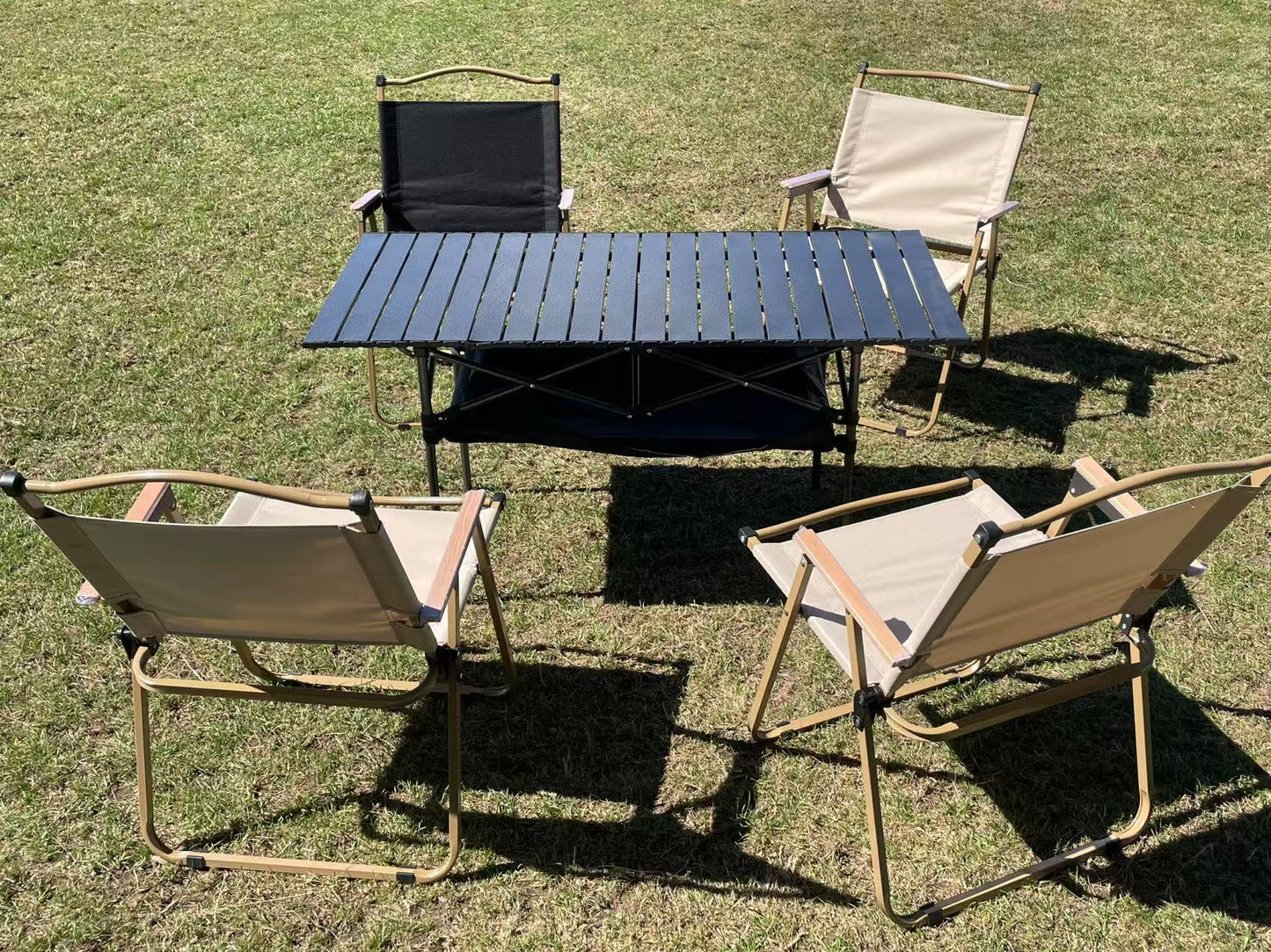 Portable Folding Camping Square Table 120X55X68CM With 4 Outdoor Foldable Chair