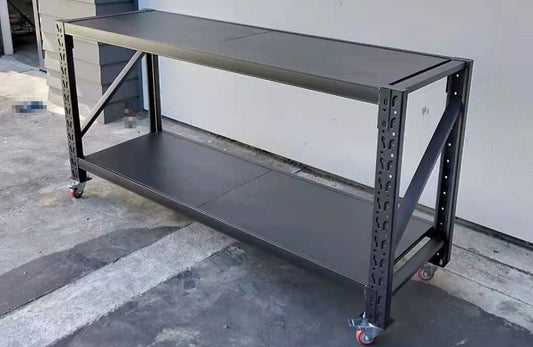 Black Movable WorkBench / 4 Wheels / 101x200x60CM