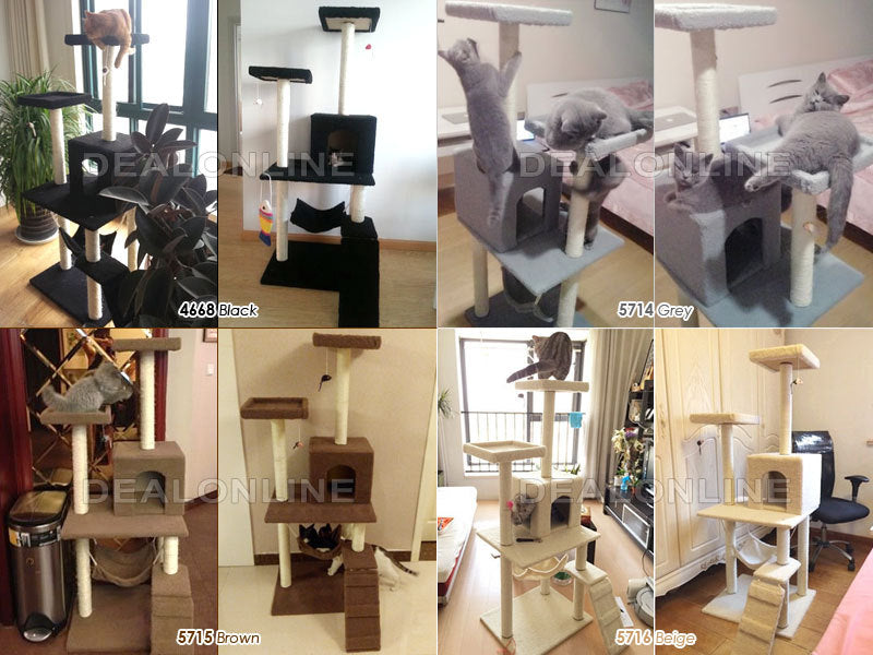 150CM Cat Tree House Scratching Post Condo Black 023