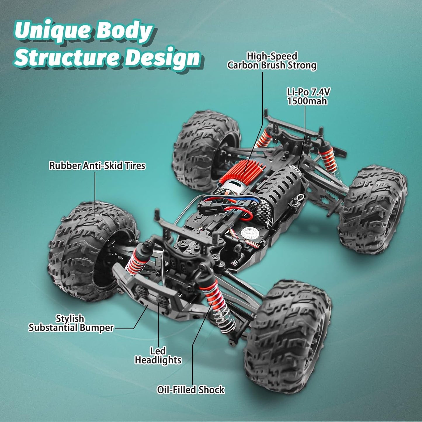 36km/H All Terrains 4WD Electric High Speed RC Truck Off-Road 1:16 Best Toy Gift GREEN