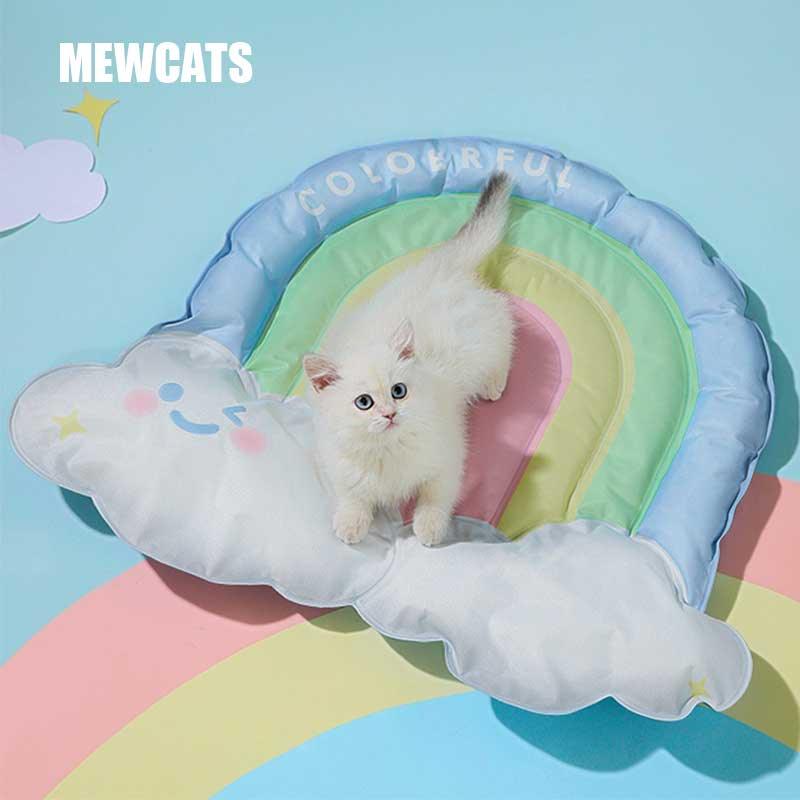 Rainbow Cute Cooling Cat Pad Summer Pet Bed
