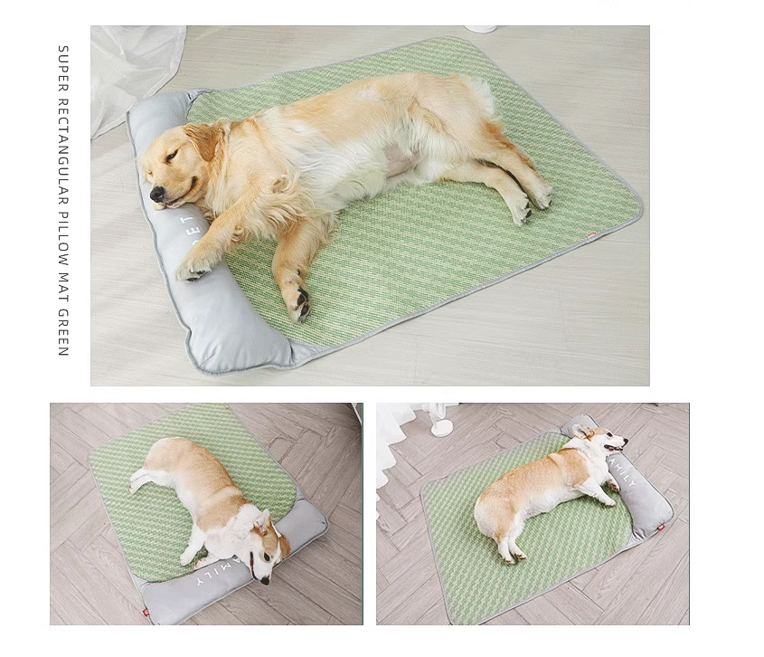 Dog Cooling Mat Breathable Portable Rattan Bed Pet Summer Sleeping