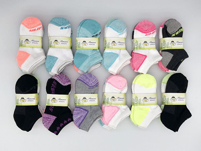 (12 Pairs) Bulk Sale Kids' Ankle Socks Cushion Socks 6-8 Years