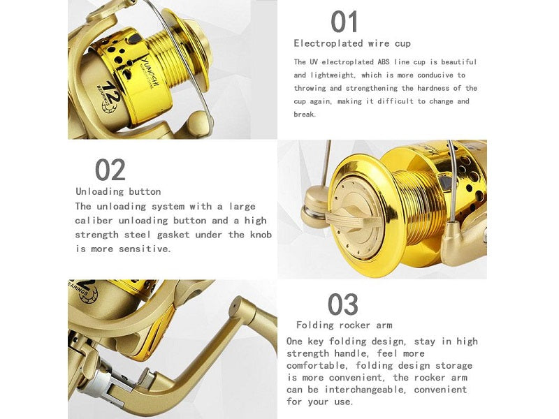 Yumoshi SC7000 Electroplating Fishing Reel Bearing Gear Ratio Spinning Tackle