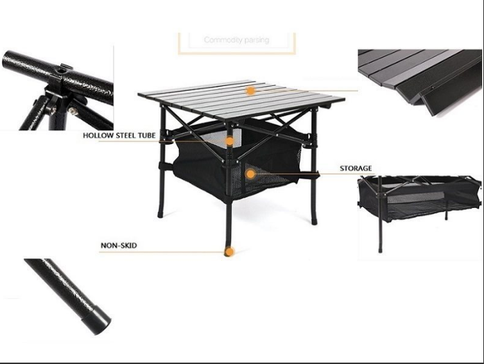 Portable Folding Camping Square Table 95X55X50cm With 2 Outdoor Foldable Chair