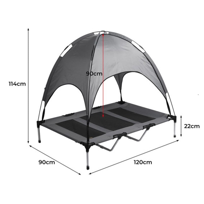 XL Elevated Dog Bed with Canopy | Sun Shade, Portable Camping Cot | Indoor/Outdoor for Small-Medium Pets