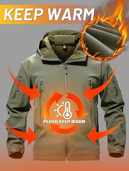 GREEN Men's Military Tactical Soft Shell Jacket Coat Water Resistant Windbreaker