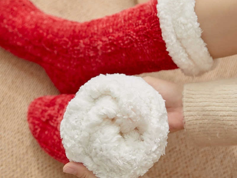 (12 Pairs) KIDS THERMAL FLEECE- LINED FUZZY COSY SOCKS