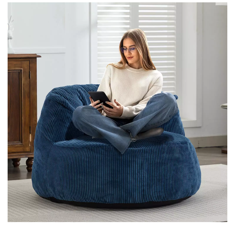 Corduroy Memory Foam Sofa with Wide Backrest NAVY