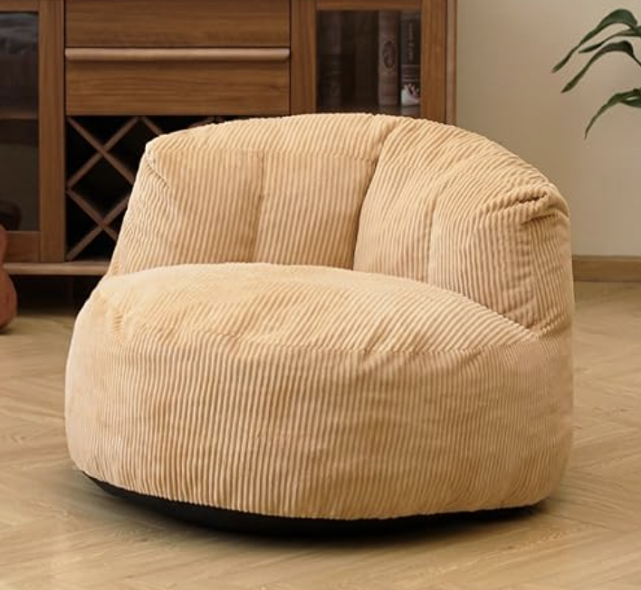 Corduroy Single Sofa with Wide Backrest KHAKI