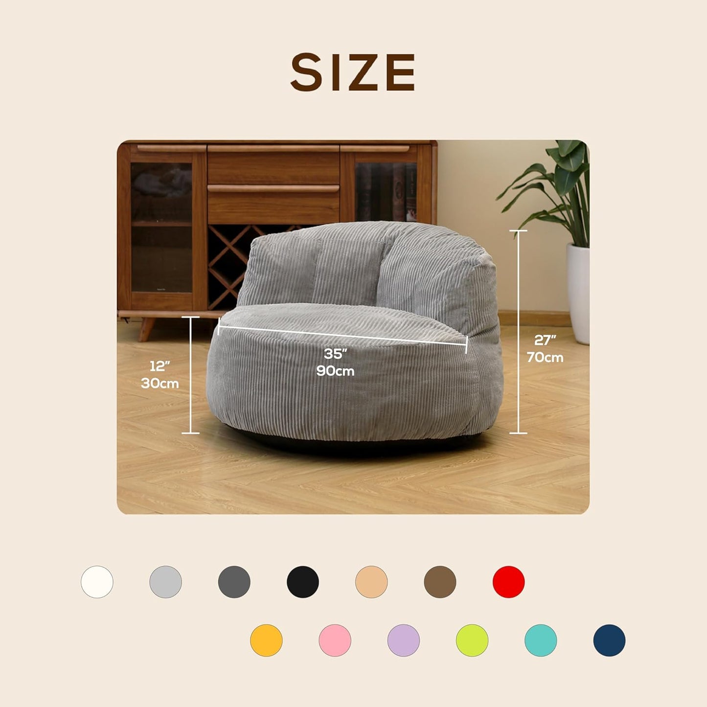 Corduroy Single Sofa with Wide Backrest GREY