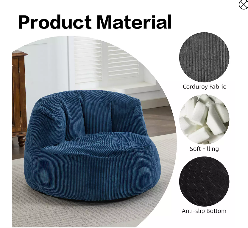 Corduroy Single Sofa with Wide Backrest GREEN