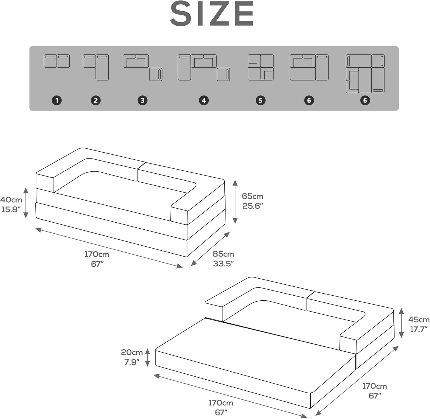 Beige Free Combination Convertible Folding Sofa Bed, Armless Foam Floor Sofa, Sleeper Floor Couch for Living Room and Bedroom Sleeper Chair with Pillow Twin Size