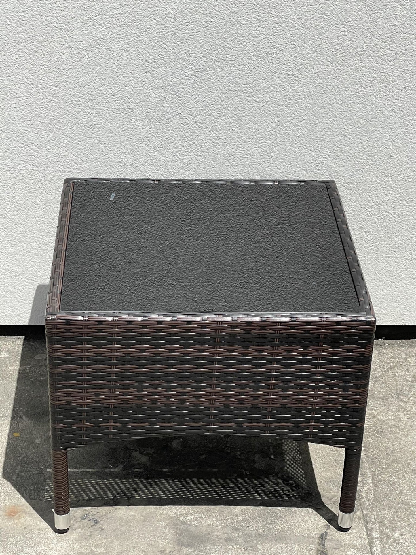 Brown 3PC Set PE/PVC Rattan Patio Chairs & Side Table 3PC Set