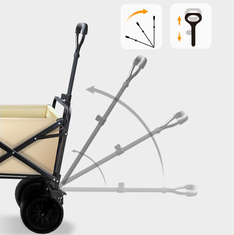 Foldable Outdoor Trolley Picnic Camping Cart 360° Rotating Wheels Table Plate