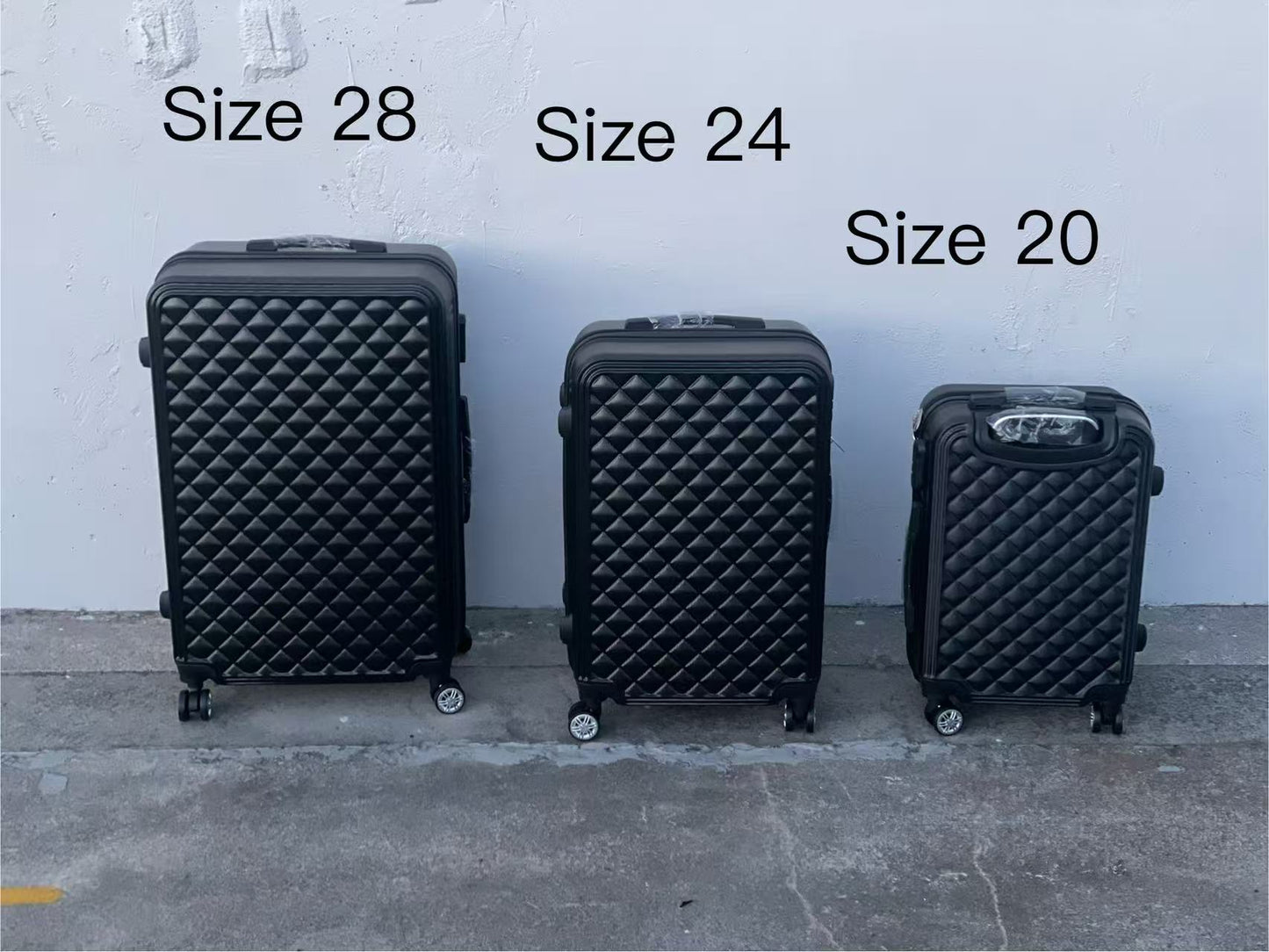 BLACK 360 Spanner 4 Wheels ABS Hardcase Travel Suitcase Luggage