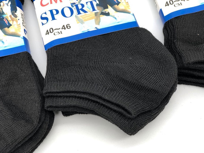 (12 Pairs) Thin Ankle Socks - BLACK - M7-11/ W8-12