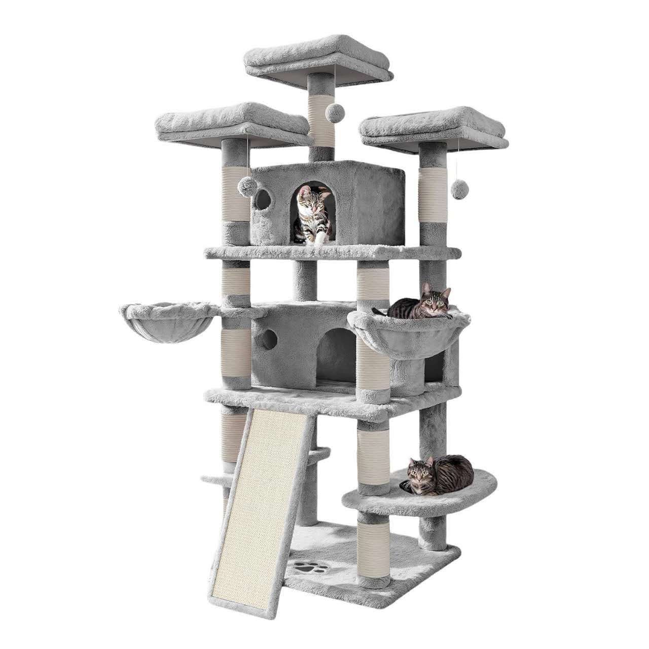Cat Tree House Scratching Post Condo - 162CM GREY