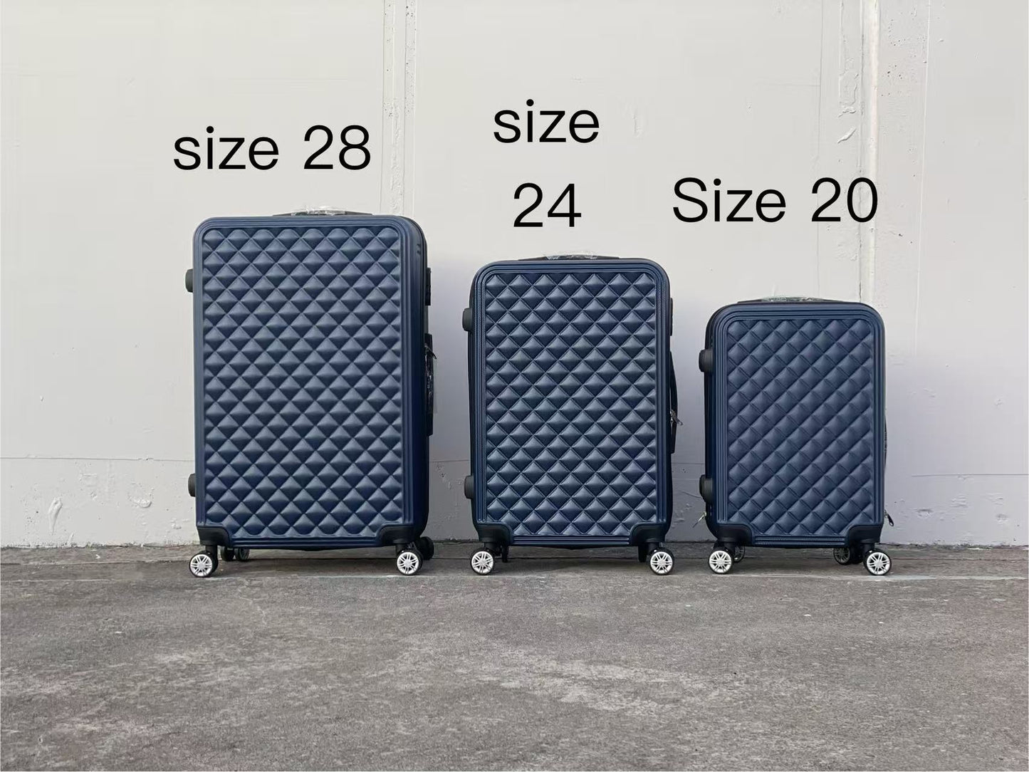 DARK BLUE 360 Spanner 4 Wheels ABS Hardcase Travel Suitcase Luggage