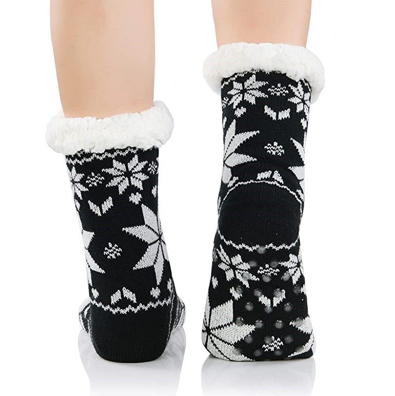 4 Pairs Womens Slipper Fuzzy Socks Winter Super Warm Soft Socks with Grippers