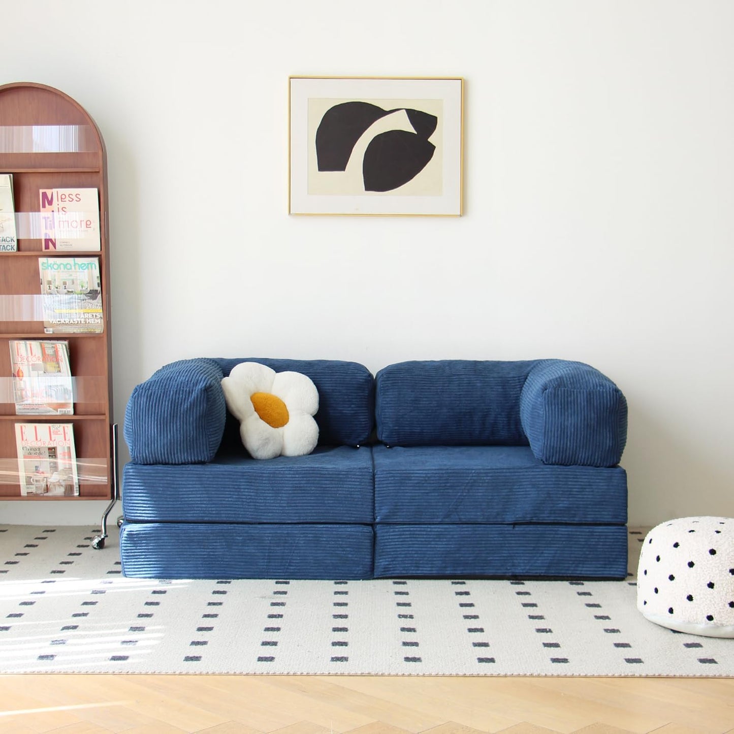 Free Combination Convertible Folding Sofa Bed, Armless Foam Floor Sofa, Sleeper Floor Couch for Living Room and Bedroom Sleeper Chair with Pillow Twin Size