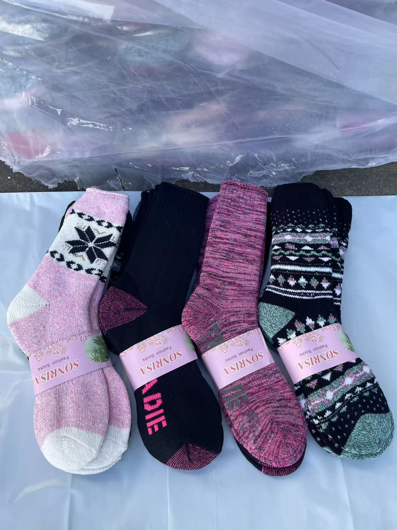 (12 Pairs) Thermal Women Socks Work Socks Cushioned Mixed Colour & Pattern