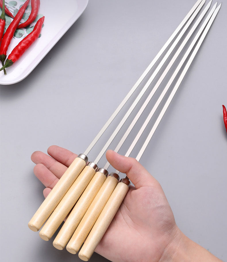 (25PCS/PACK) L 33.5cm Wooden Handle Stainless Steel BBQ Skewers