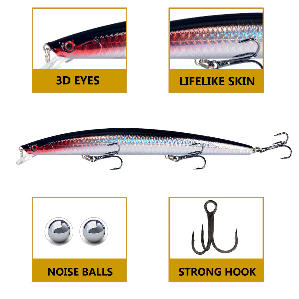 10pcs/p Large Fishing Lures 18cm Hard Bait Lures with Treble Hook Lifelike