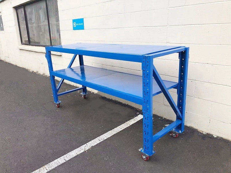 Blue Movable WorkBench / 4 Wheels / 101x200x60CM