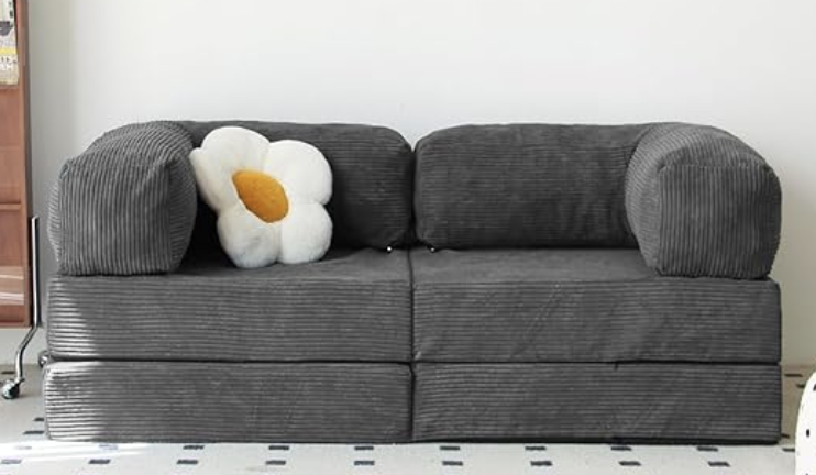 Free Combination Convertible Folding Sofa Bed, Armless Foam Floor Sofa, Sleeper Floor Couch for Living Room and Bedroom Sleeper Chair with Pillow Twin Size