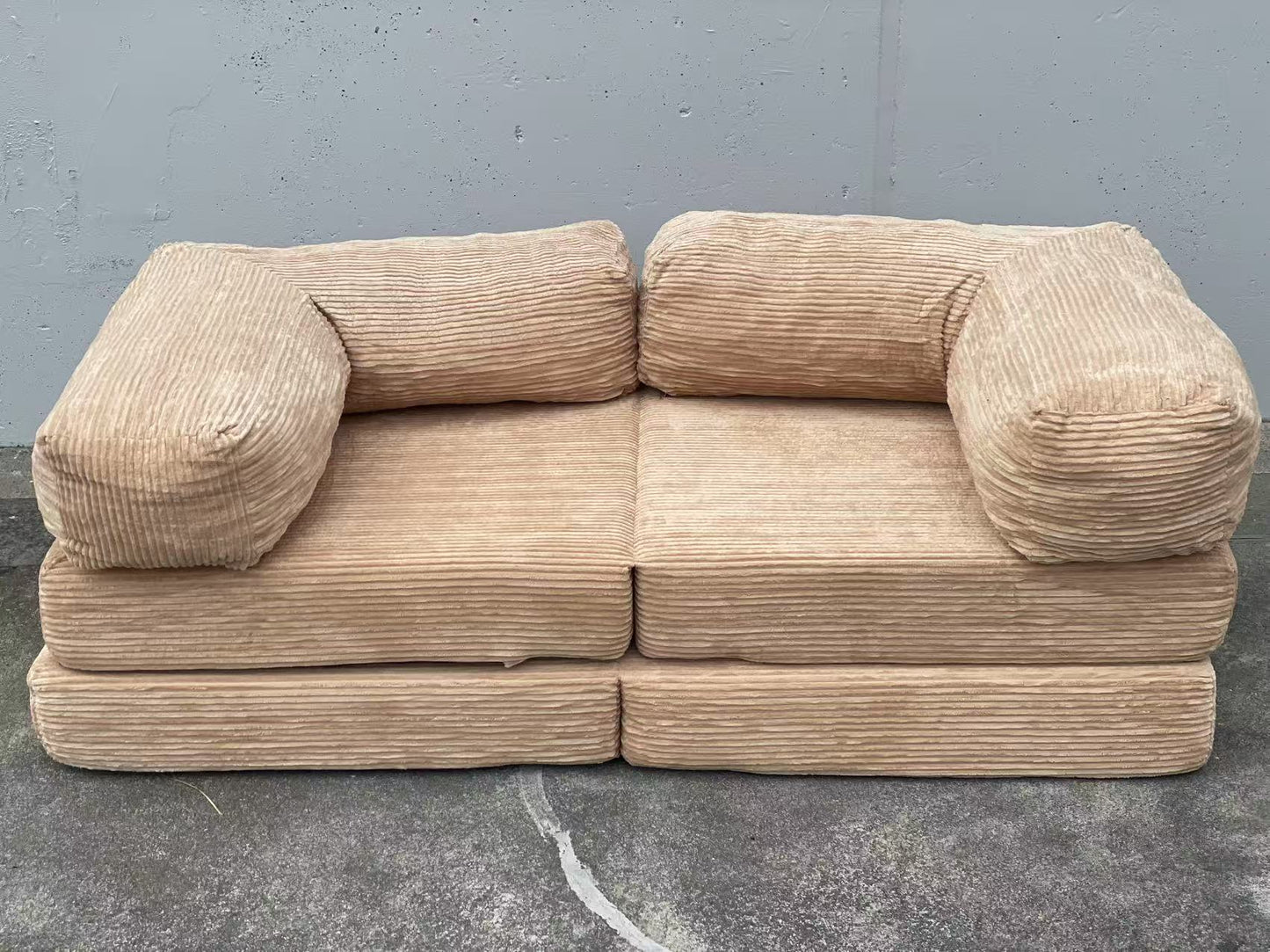 Beige Free Combination Convertible Folding Sofa Bed, Armless Foam Floor Sofa, Sleeper Floor Couch for Living Room and Bedroom Sleeper Chair with Pillow Twin Size