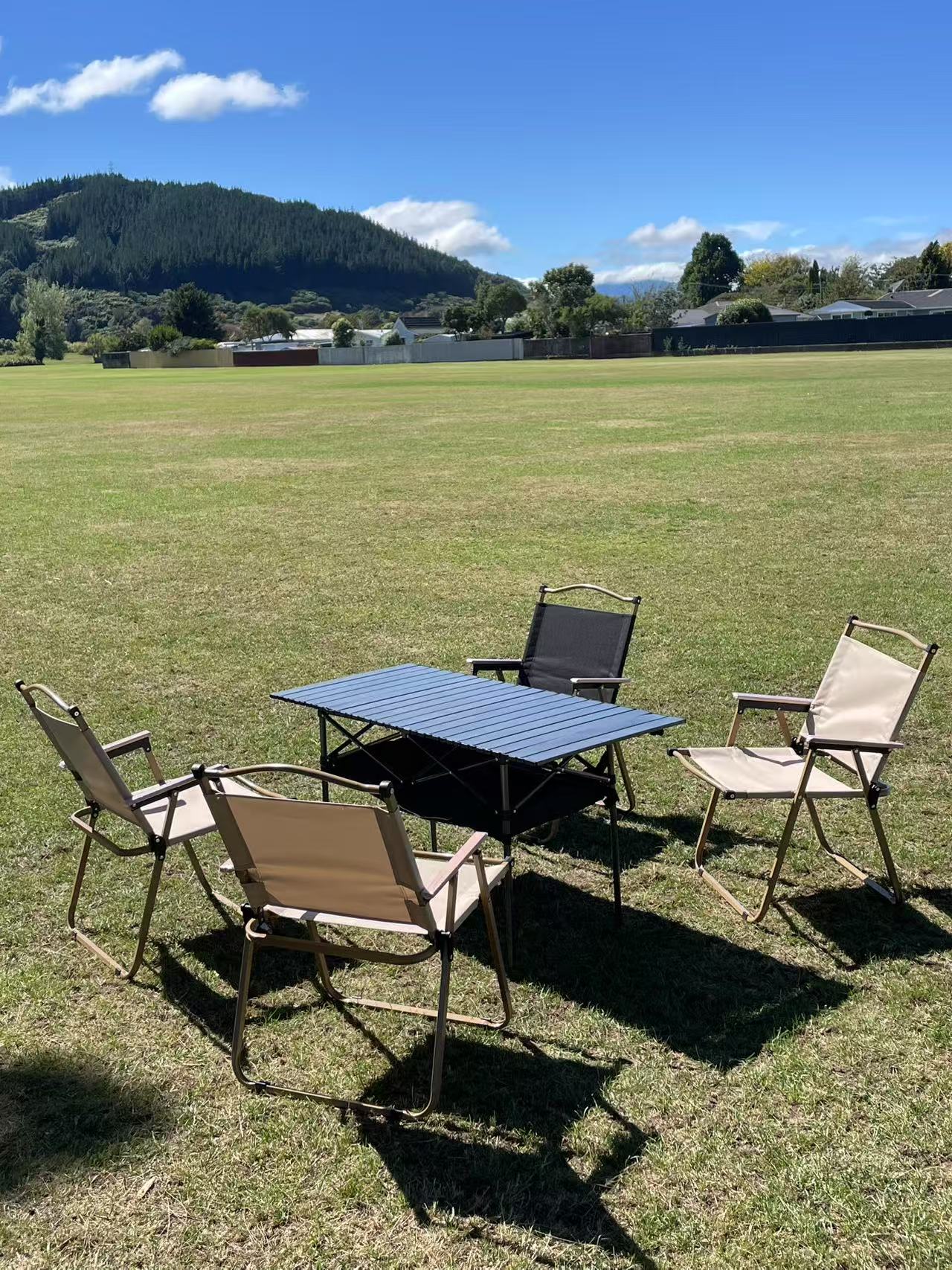Portable Folding Camping Square Table 120X55X68CM With 4 Outdoor Foldable Chair