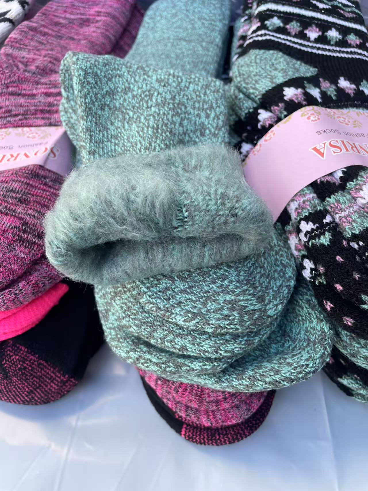 (12 Pairs) Thermal Women Socks Work Socks Cushioned Mixed Colour & Pattern