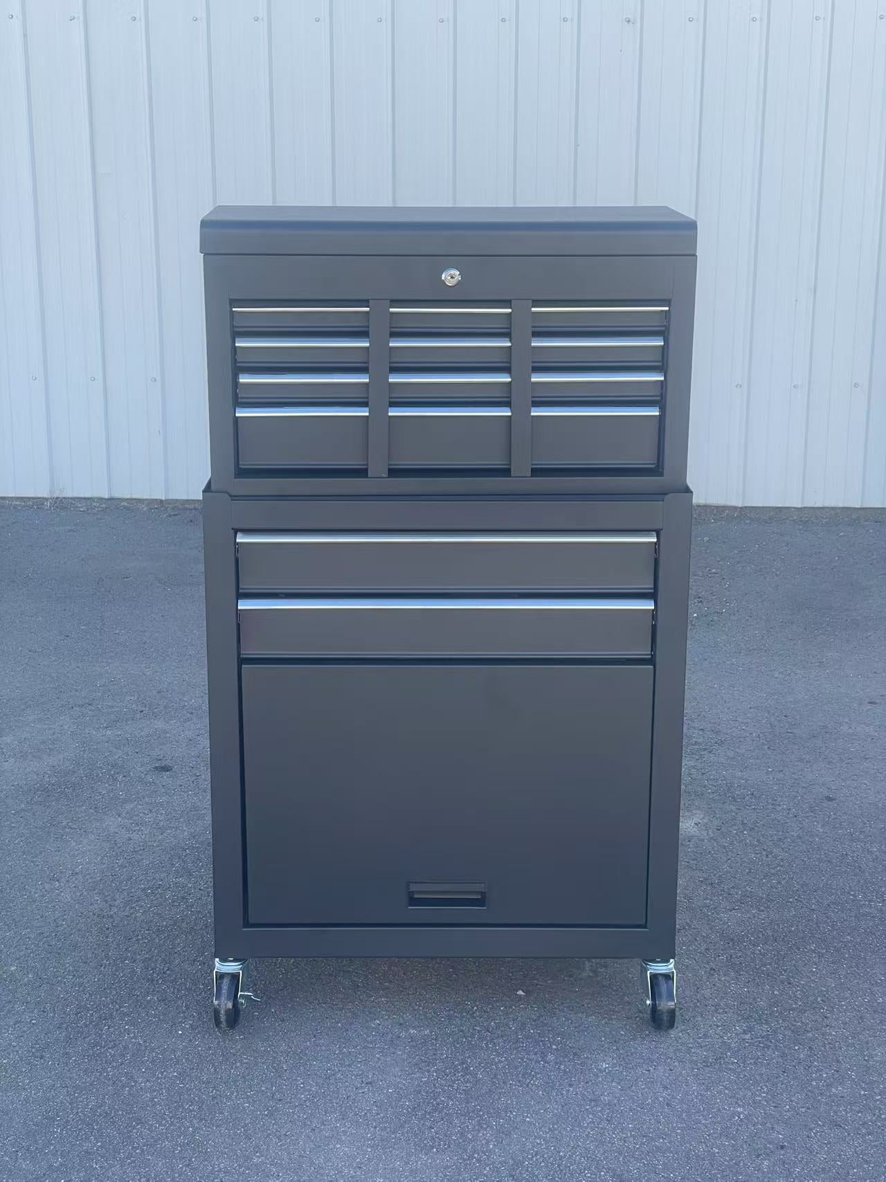 Black Steel Multi-Drawer Storage Lock Box & Wheel Trolley 220