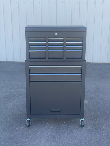 Black Steel Multi-Drawer Storage Lock Box & Wheel Trolley 220