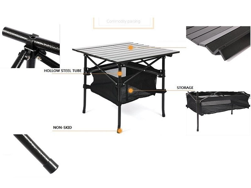 Portable Folding Table Tea Picnic Camping Barbecue Square Table 55X55X50