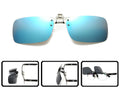 BLUE Night Vision Anti Glare Polarized Clip On Driving Glasses Sunglasses