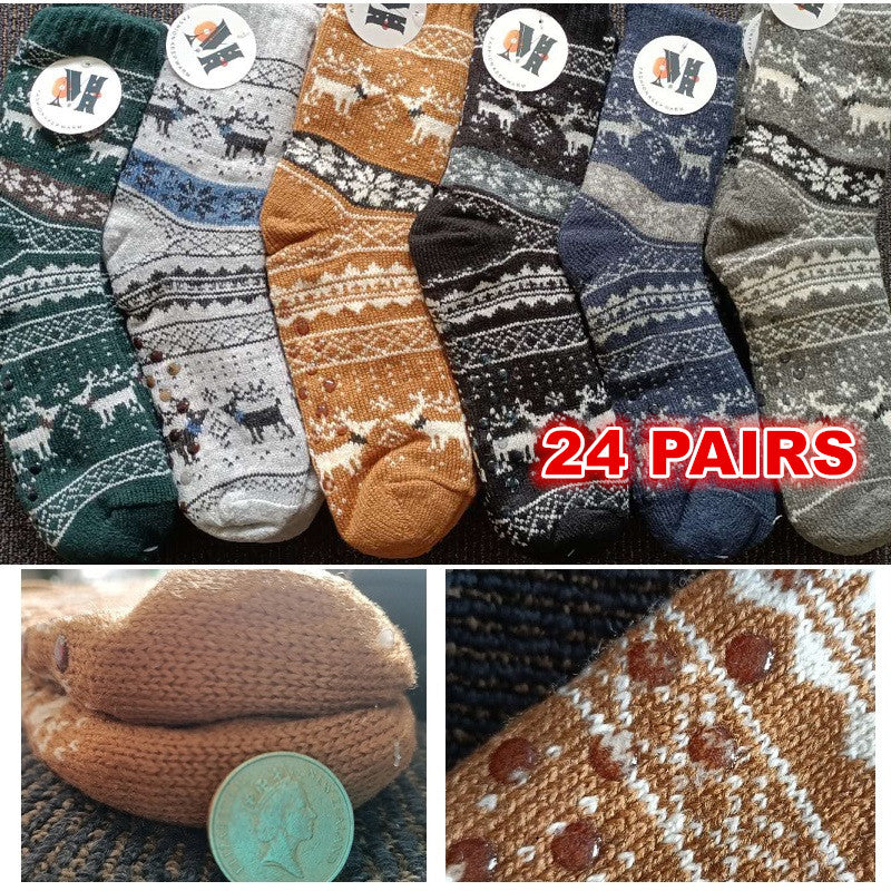 6 Pairs Mens Slipper Fuzzy Socks Winter Super Warm Soft Socks with Grippers