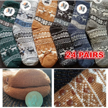 6 Pairs Mens Slipper Fuzzy Socks Winter Super Warm Soft Socks with Grippers