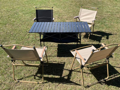Portable Folding Camping Square Table 120X55X68CM With 4 Outdoor Foldable Chair