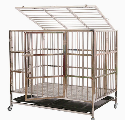 Collapsible Stainless Steel Pet Cage 125CM XX - Large with Wheels