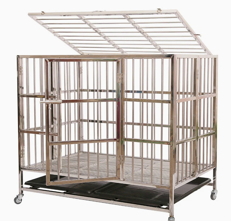 Collapsible Stainless Steel Pet Cage 125CM XX - Large with Wheels