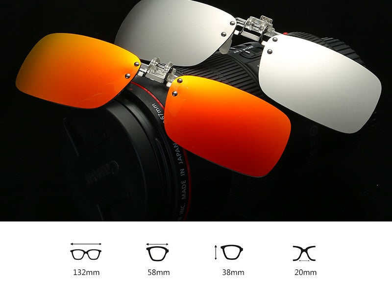BLACK Night Vision Anti Glare Polarized Clip On Driving Glasses Sunglasses
