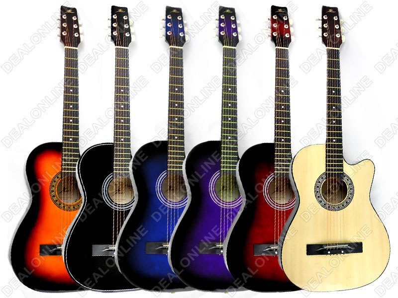 BLACK 38C Wooden Acoustic Guitar