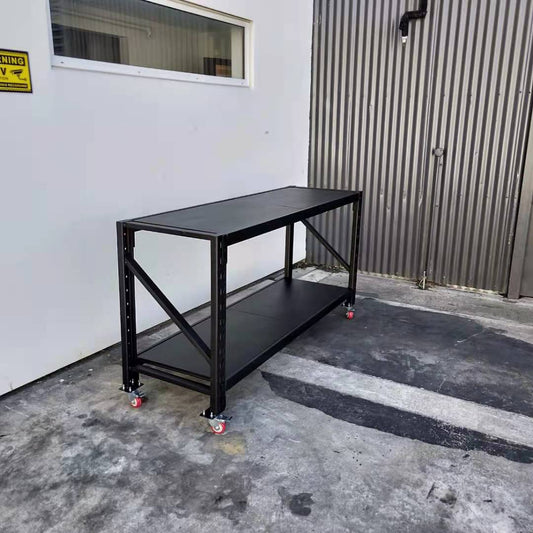 Black Movable WorkBench / 4 Wheels / 101x200x60CM