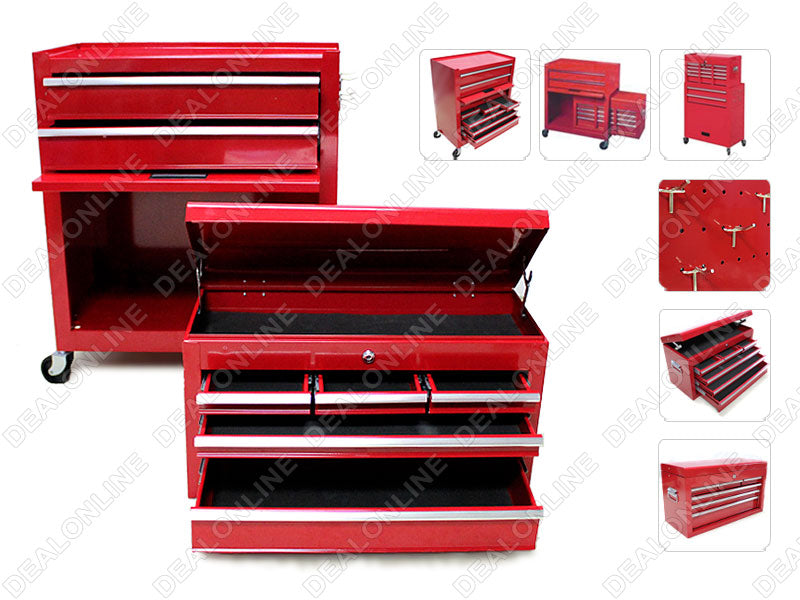 Black Steel Multi-Drawer Storage Lock Box & Wheel Trolley 220