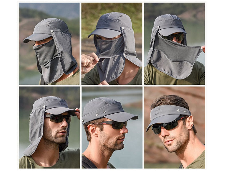 NAVY- Sun Hat Wide Brim Bucket Hats Outdoor Fishing Hiking Cap UV Protection