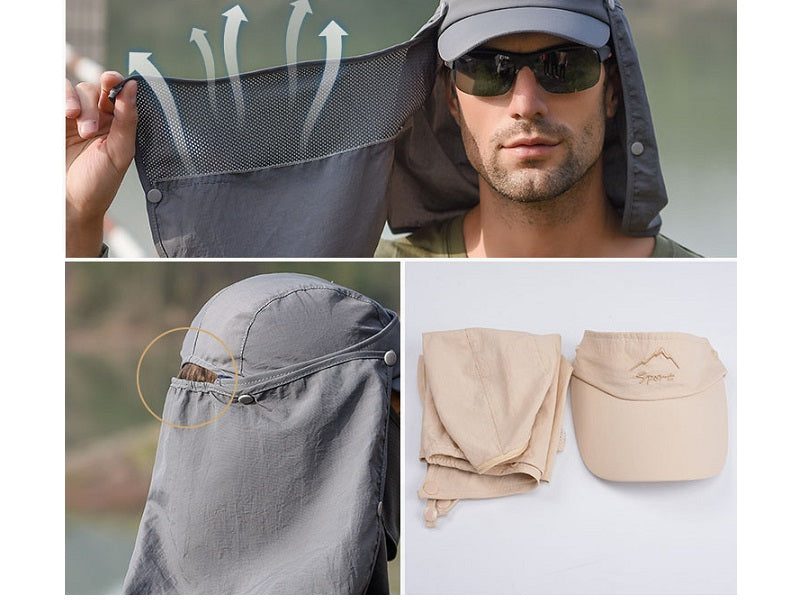 NAVY- Sun Hat Wide Brim Bucket Hats Outdoor Fishing Hiking Cap UV Protection