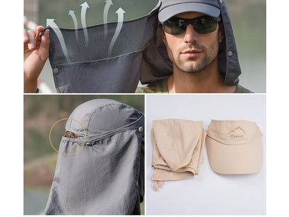 NAVY- Sun Hat Wide Brim Bucket Hats Outdoor Fishing Hiking Cap UV Protection